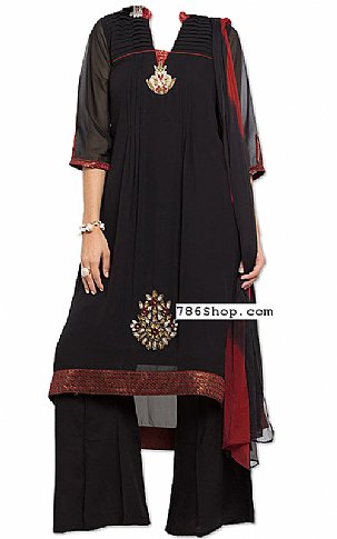  Black Chiffon Suit | Pakistani Dresses in USA- Image 1