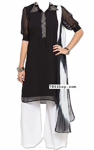  Black/White Chiffon Suit | Pakistani Dresses in USA- Image 1