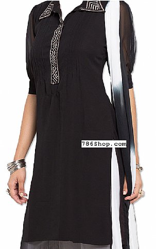  Black/White Chiffon Suit | Pakistani Dresses in USA- Image 2