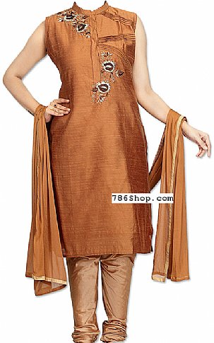  Copper Silk Suit | Pakistani Dresses in USA- Image 1
