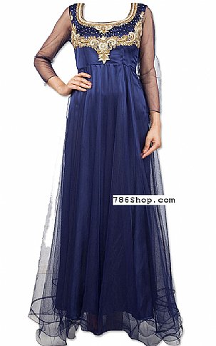  Navy Blue Net Suit | Pakistani Dresses in USA- Image 1