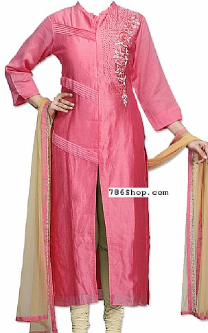  Tea Pink Silk Suit | Pakistani Dresses in USA- Image 1