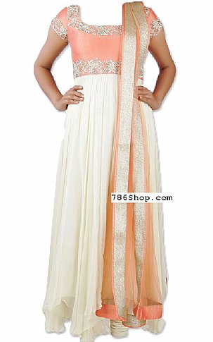  Off-white/Peach Georgette Suit | Pakistani Dresses in USA- Image 1