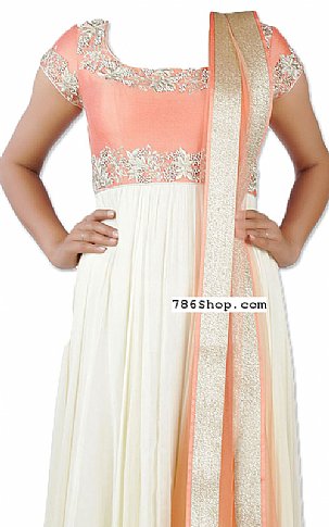  Off-white/Peach Georgette Suit | Pakistani Dresses in USA- Image 2