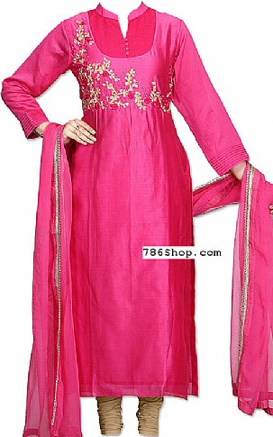  Hot Pink Silk Suit | Pakistani Dresses in USA- Image 1