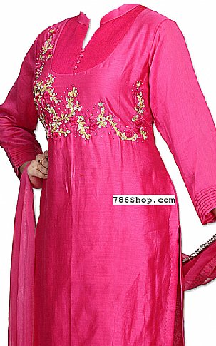  Hot Pink Silk Suit | Pakistani Dresses in USA- Image 2