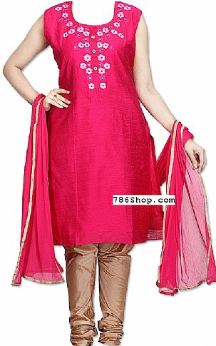  Hot Pink Silk Suit | Pakistani Dresses in USA- Image 1