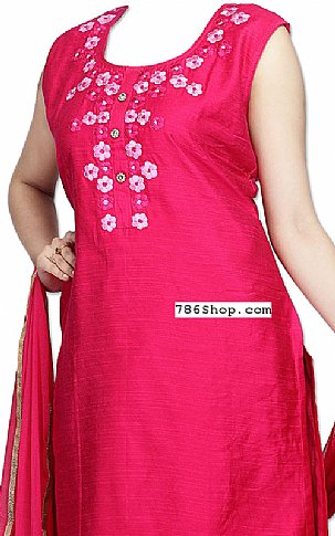  Hot Pink Silk Suit | Pakistani Dresses in USA- Image 2