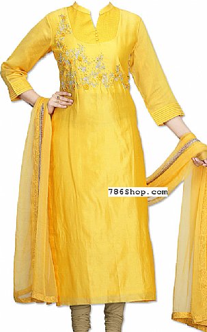  Yellow Georgette Suit | Pakistani Dresses in USA- Image 1