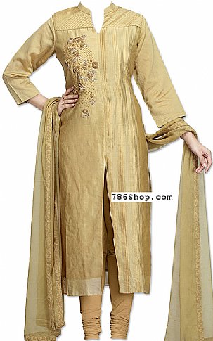  Golden Georgette Suit | Pakistani Dresses in USA- Image 1