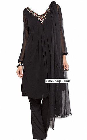  Black Chiffon Suit | Pakistani Dresses in USA- Image 1