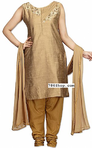  Bronze Silk Suit | Pakistani Dresses in USA- Image 1