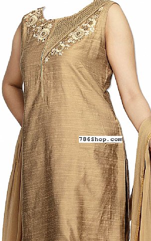  Bronze Silk Suit | Pakistani Dresses in USA- Image 2