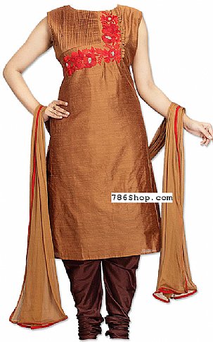  Copper Silk Suit | Pakistani Dresses in USA- Image 1