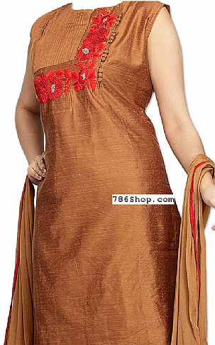  Copper Silk Suit | Pakistani Dresses in USA- Image 2