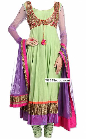  Light Green/Purple Chiffon Suit | Pakistani Dresses in USA- Image 1