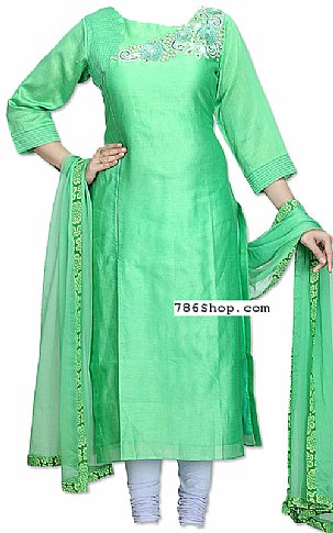  Sea Green Silk Suit | Pakistani Dresses in USA- Image 1