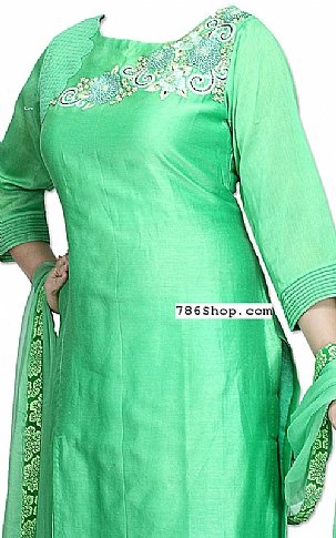  Sea Green Silk Suit | Pakistani Dresses in USA- Image 2