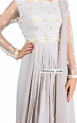  Light Grey Net Suit | Pakistani Dresses in USA- Image 2