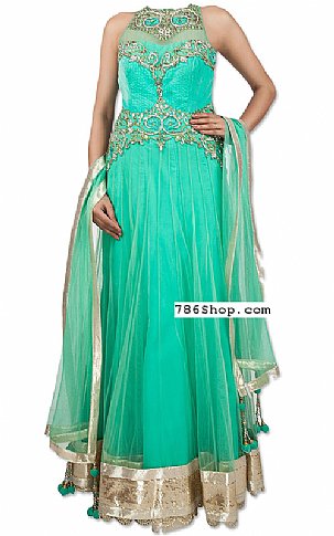  Sea Green Net Suit | Pakistani Dresses in USA- Image 1