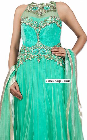  Sea Green Net Suit | Pakistani Dresses in USA- Image 2