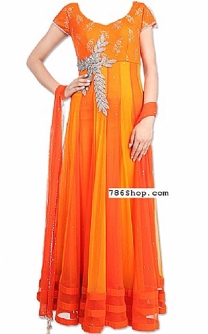  Orange Chiffon Suit | Pakistani Dresses in USA- Image 1