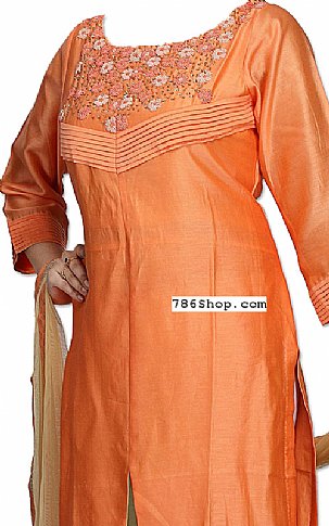  Rust Silk Suit | Pakistani Dresses in USA- Image 2