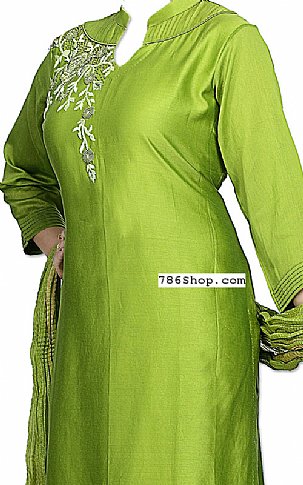  Apple Green Silk Suit | Pakistani Dresses in USA- Image 2