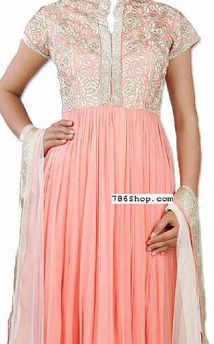  Light Peach Chiffon Suit | Pakistani Dresses in USA- Image 2