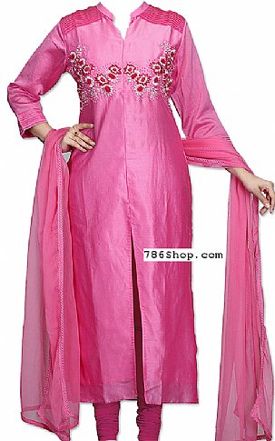  Hot Pink Silk Suit | Pakistani Dresses in USA- Image 1