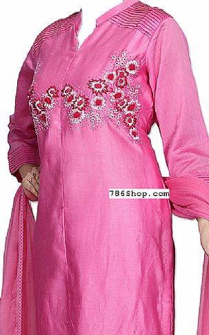  Hot Pink Silk Suit | Pakistani Dresses in USA- Image 2
