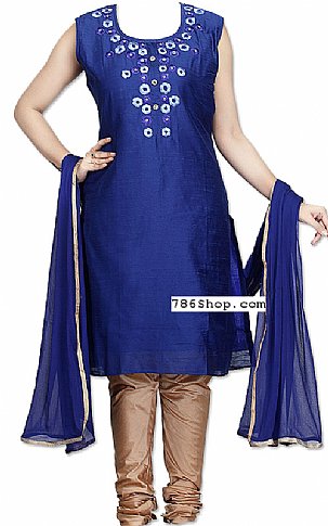  Navy Blue Silk Suit | Pakistani Dresses in USA- Image 1