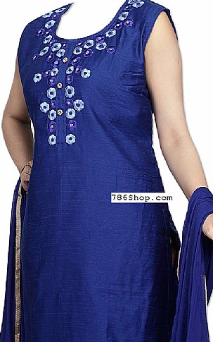  Navy Blue Silk Suit | Pakistani Dresses in USA- Image 2