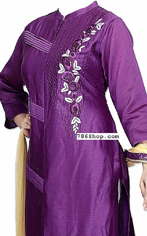  Indigo Silk Suit | Pakistani Dresses in USA- Image 2