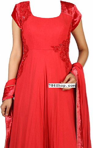  Red Chiffon Suit | Pakistani Dresses in USA- Image 2