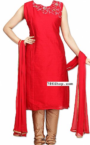  Red Silk Suit | Pakistani Dresses in USA- Image 1