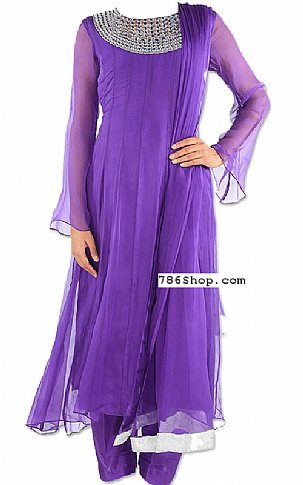  Violet Chiffon Suit | Pakistani Dresses in USA- Image 1