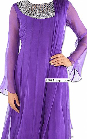  Violet Chiffon Suit | Pakistani Dresses in USA- Image 2