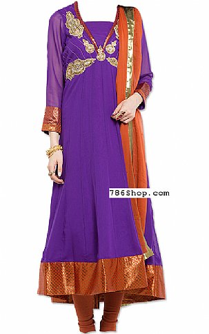  Violet Chiffon Suit | Pakistani Dresses in USA- Image 1