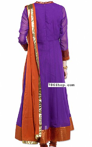  Violet Chiffon Suit | Pakistani Dresses in USA- Image 2