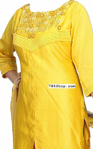  Yellow Silk Suit | Pakistani Dresses in USA- Image 2