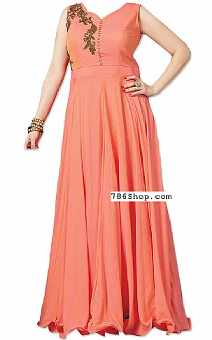  Peach Georgette Suit | Pakistani Dresses in USA- Image 1
