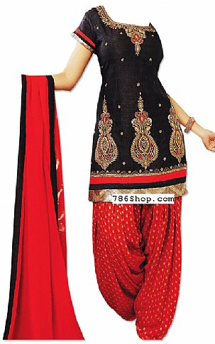  Black/Red Chiffon Suit | Pakistani Dresses in USA- Image 1