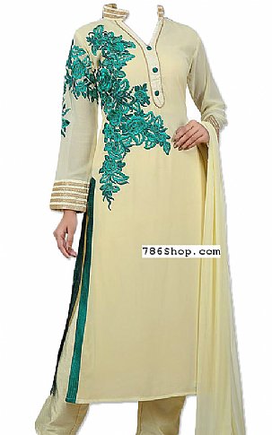  Cream Georgette Suit | Pakistani Dresses in USA- Image 1