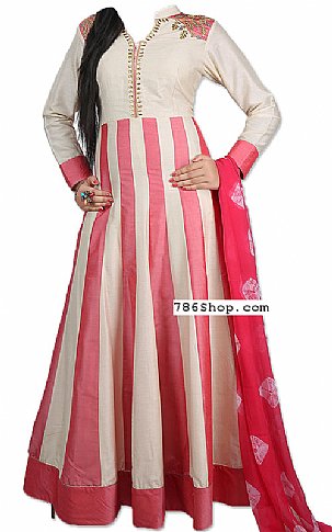  White/Pink Georgette Suit | Pakistani Dresses in USA- Image 1