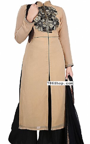  Beige Chiffon Suit | Pakistani Dresses in USA- Image 1