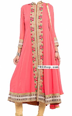  Pink Chiffon Suit | Pakistani Dresses in USA- Image 1