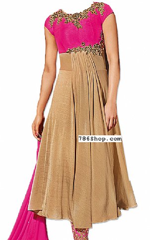  Pink/Beige Georgette Suit | Pakistani Dresses in USA- Image 1