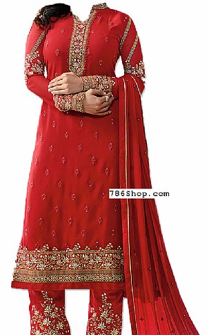  Red Chiffon Suit | Pakistani Dresses in USA- Image 1