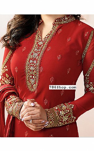  Red Chiffon Suit | Pakistani Dresses in USA- Image 2